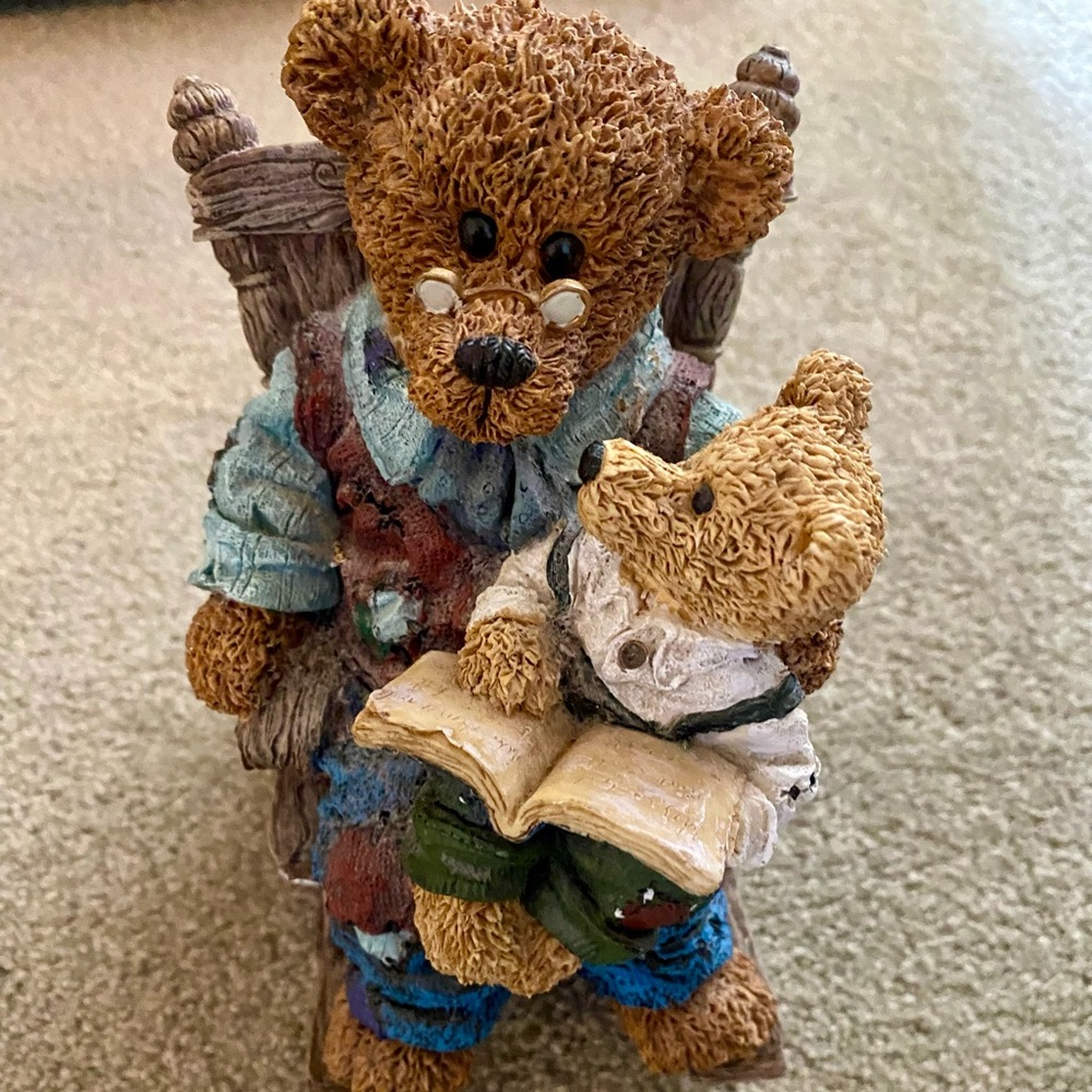 Vintage Musical Rocking Boyds Bear Figurine "Papa Bear with Baby Bear”